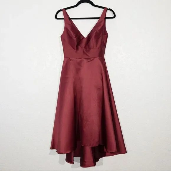 alfred sung burgundy dress Alfred Sung Jersey Mikado Gown Dress Womens 4 Burgundy Formal Holiday Gala
